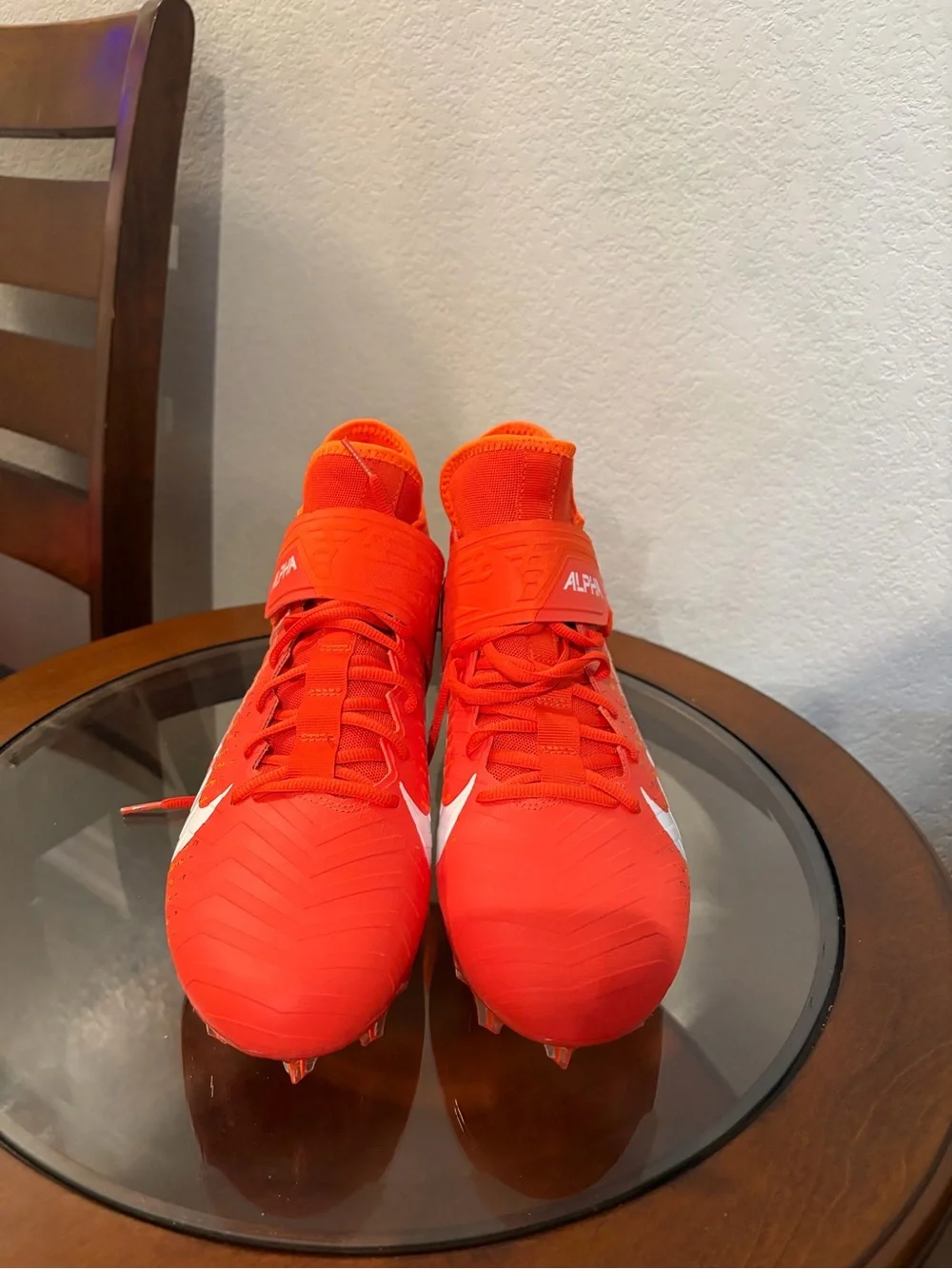 Nike Men's Alpha Football Cleats in Bright Orange with White Swoosh